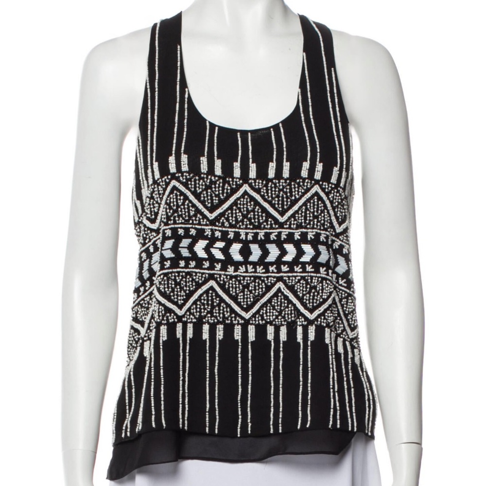 Parker Gorgeous Beaded Silk Printed Top 👚Size M 🤩